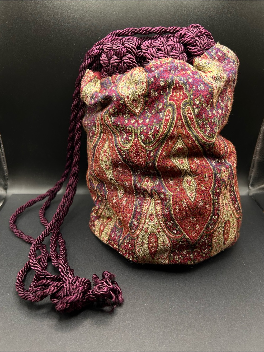 VTG Marjorie Baer SF Wool Blend Tapestry Crossbody Bag Paisley Victorian Revival